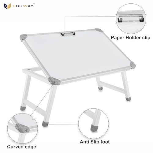 Eduway Multipurpose White Board Study Laptop Table for Student | with Adjustable Height Bed Table for Kids | Portable Laptop Table for Home, Office & Presentation | Include with 1 Marker & 1 Duster - Image 3