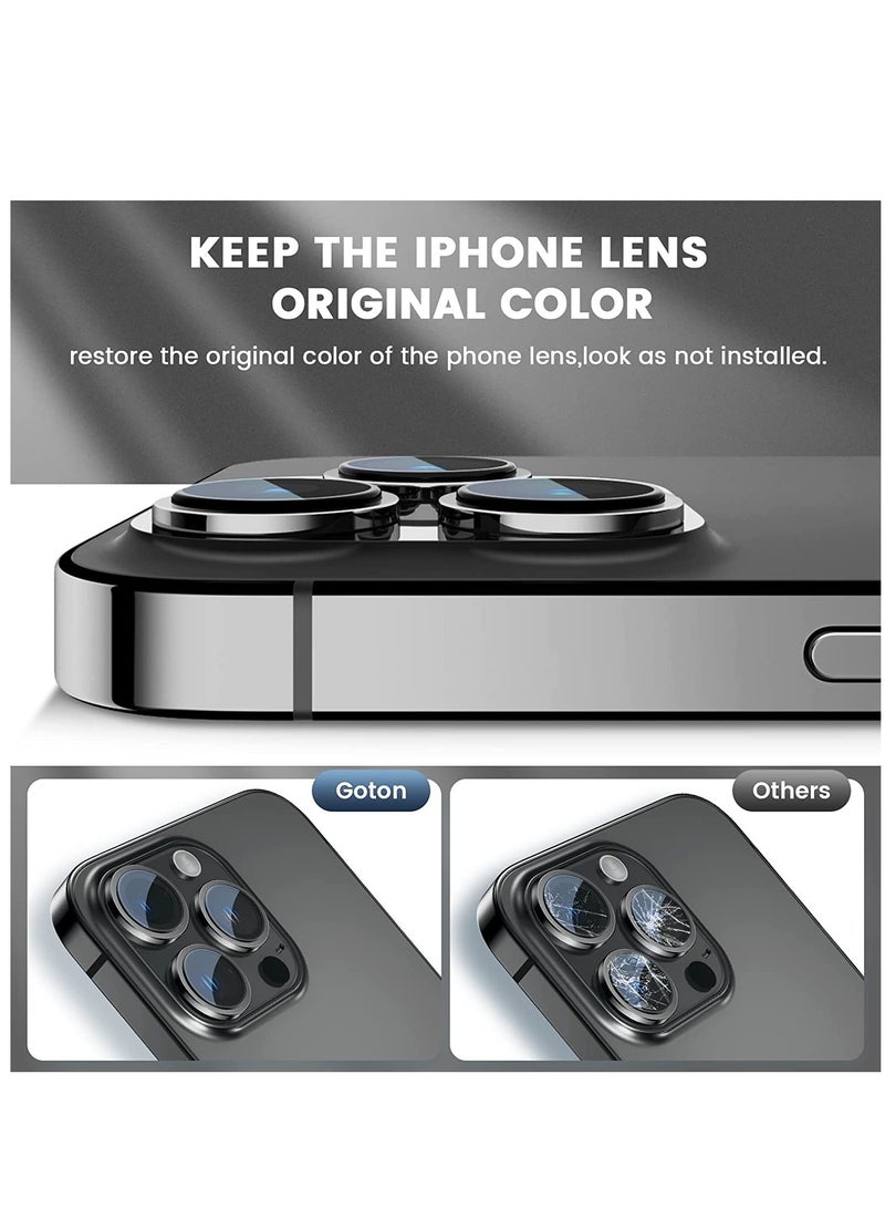 Camera Lens Protector, Keep Original Camera HD Glass Metal Camera Lens Screen Cover Film for iPhone 14 Pro Max / 14 Pro Accessories Black - Image 3