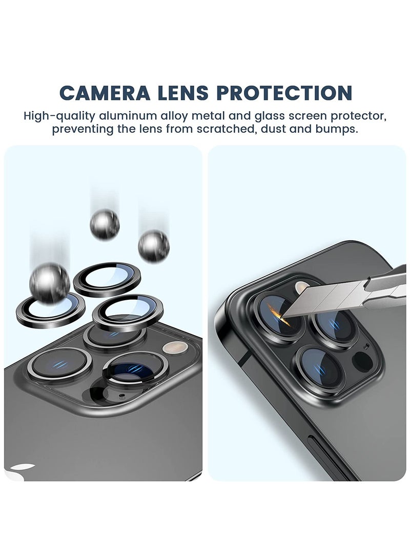 Camera Lens Protector, Keep Original Camera HD Glass Metal Camera Lens Screen Cover Film for iPhone 14 Pro Max / 14 Pro Accessories Black - Image 4