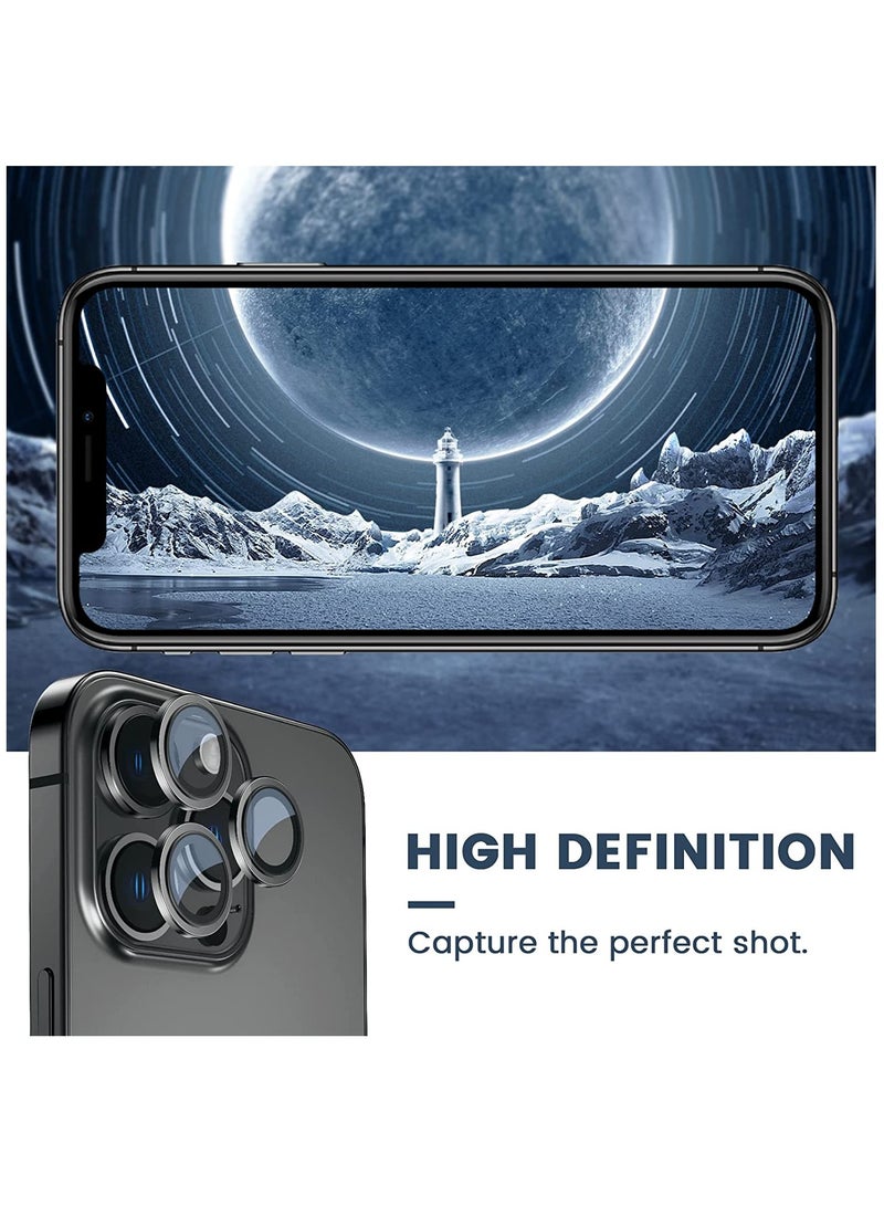 Camera Lens Protector, Keep Original Camera HD Glass Metal Camera Lens Screen Cover Film for iPhone 14 Pro Max / 14 Pro Accessories Black - Image 5
