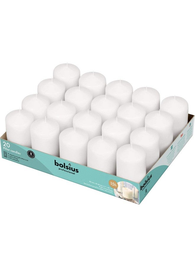 Bolsius White Pillar Candles - 2x3 Inches - 20 Pack Unscented - Premium European Quality - Dripless, Smokeless, and Clean Burning Household Candles - Perfect for Wedding, Party, Dinner, And Home Décor - Image 1