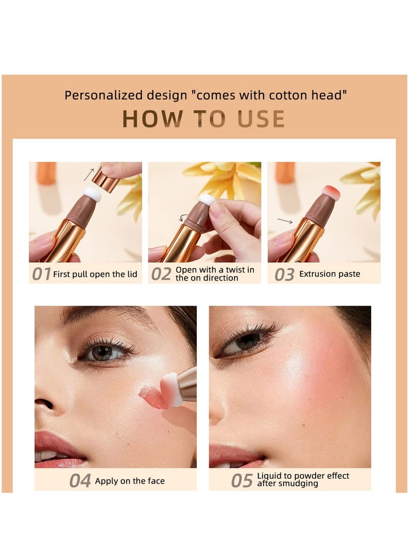 SYOSI - 3 Pcs Cream Contour Sticks with Cushion Applicator,Shades with Highlighter and Blush,Waterproof Contour Pen,Highlighter Stick,Blush Stick Easy to Create 3D Face Makeup - Image 1