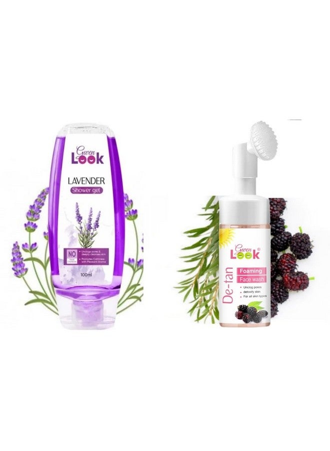 Glowhouse Body Shower Gel With Face Wash Combo For Soft Glowing Skin Face Wash And Body Wash For Men And Women (Lavender + Detan)