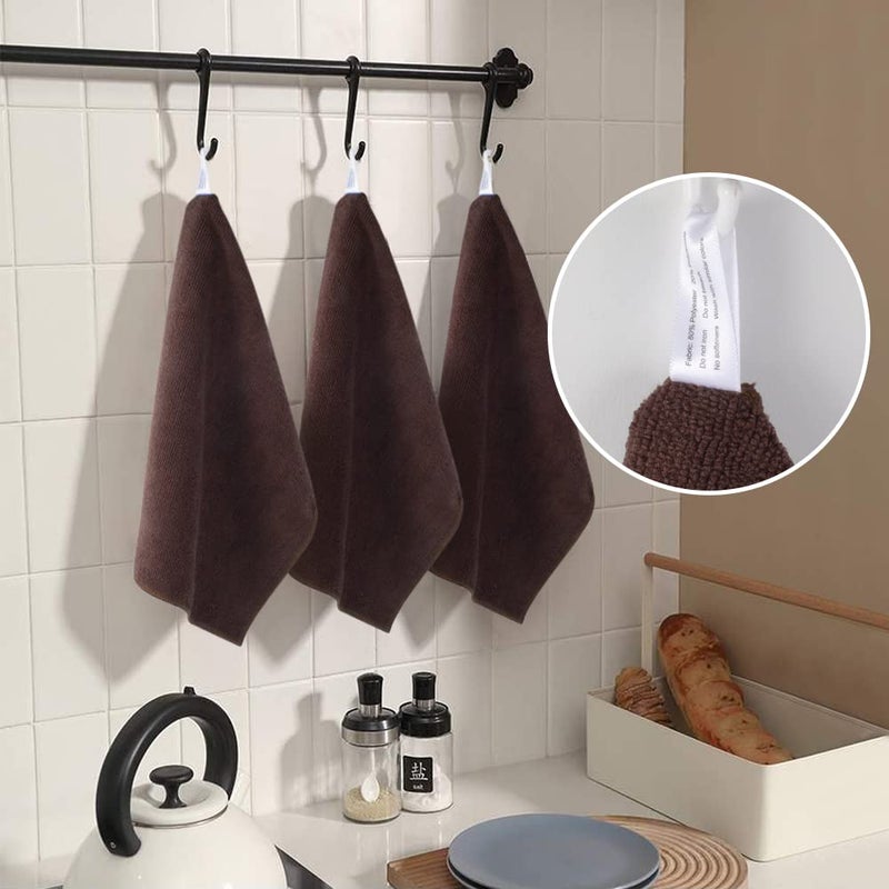 Sinland منشفة مطبخ ميكروفايبر ماصة SINLAND، منشفة تنظيف بدون خطوط، 12 بوصة × 12 بوصة، 12 قطعة، بني داكن - Image 5