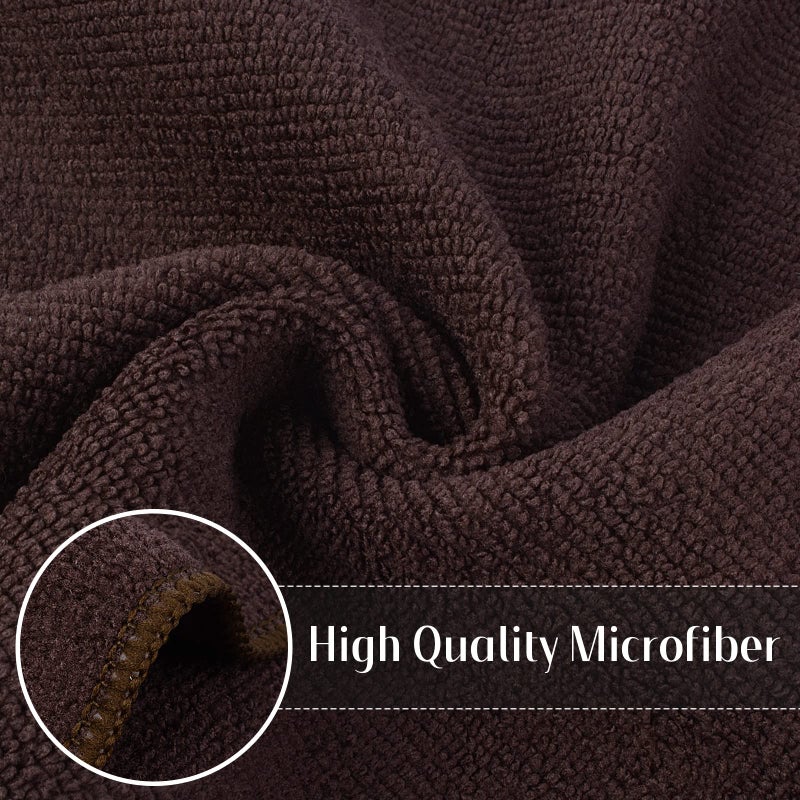 Sinland منشفة مطبخ ميكروفايبر ماصة SINLAND، منشفة تنظيف بدون خطوط، 12 بوصة × 12 بوصة، 12 قطعة، بني داكن - Image 3