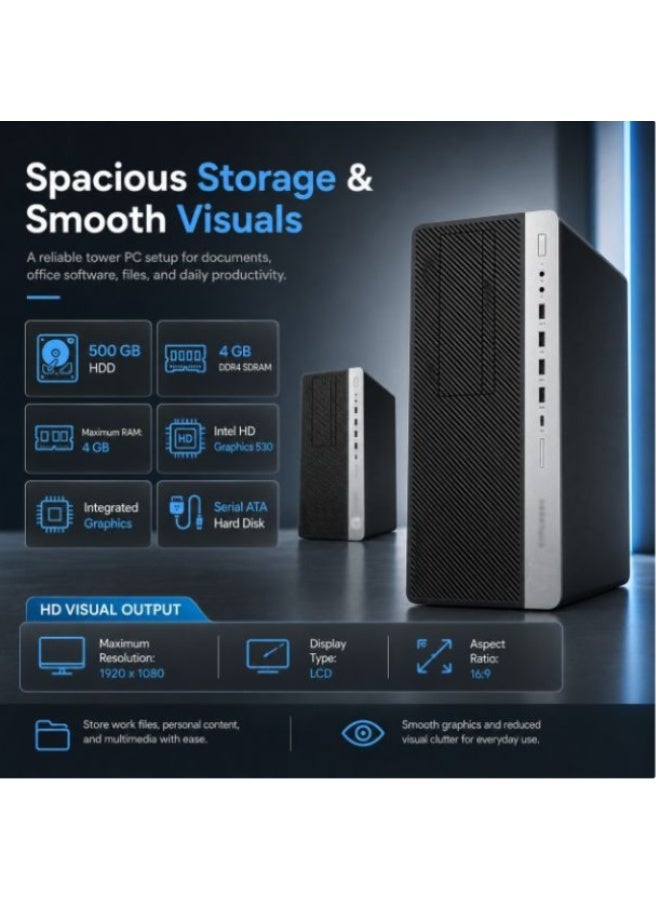 كمبيوتر مكتبي EliteDesk 800 G3 تاور - معالج إنتل كور i7-6700، رام 4 جيجابايت، هارد ديسك 500 جيجابايت، واي فاي، ويندوز 10 برو مع ماوس وللوحة مفاتيح وكابلات - Image 5