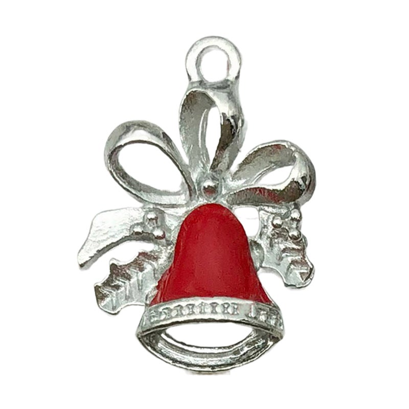 White K Oil Drop Alloy Santa Christmas Tree DIY Earring Pendants Bell 21x16mm-1.8g-19644