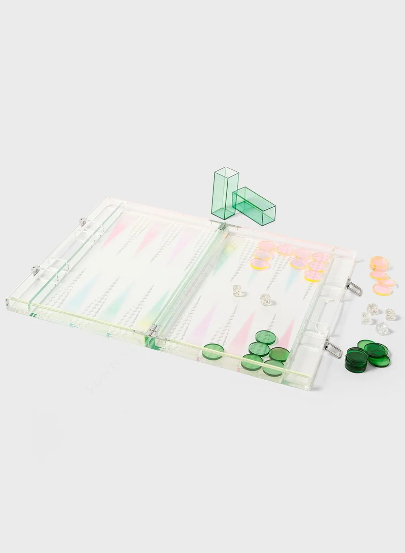 SUNNY LIFE Ombre Lucite Backgammon Sherbert