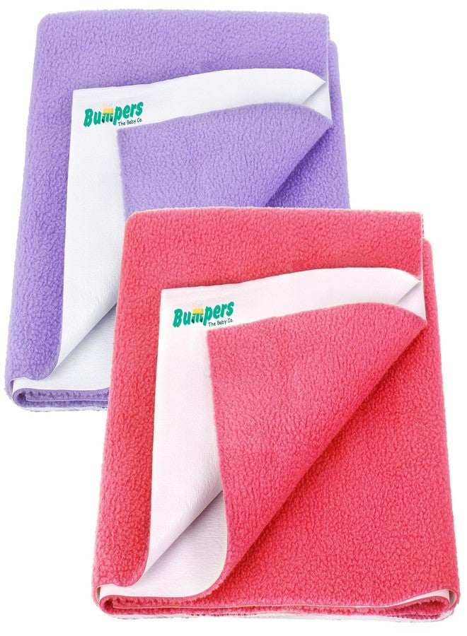 Bumpers The Baby Co. ملاءة سرير مقاومة للماء وسريعة الجفاف للأطفال | واقي مرتبة قابل للغسل فائق الامتصاص | ملاءة حماية سرير للأطفال الصغار (مجموعة متوسطة (100 × 70 سم)، لون سلمون وردي + بنفسجي) - Image 1