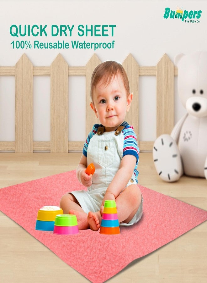 Bumpers The Baby Co. ملاءة سرير مقاومة للماء وسريعة الجفاف للأطفال | واقي مرتبة قابل للغسل فائق الامتصاص | ملاءة حماية سرير للأطفال الصغار (مجموعة متوسطة (100 × 70 سم)، لون سلمون وردي + بنفسجي) - Image 2