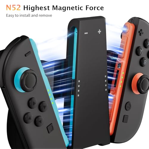 COOWPS for Nintendo Switch 2 Joy-Con 3 in 1 Charging Grip and Dock, with Ergonomic Comfort Grip, Strong Magnetic Force Fast Charger Dock, 9 RGB Light Modes & Type-C Cable Original Patent - Image 4