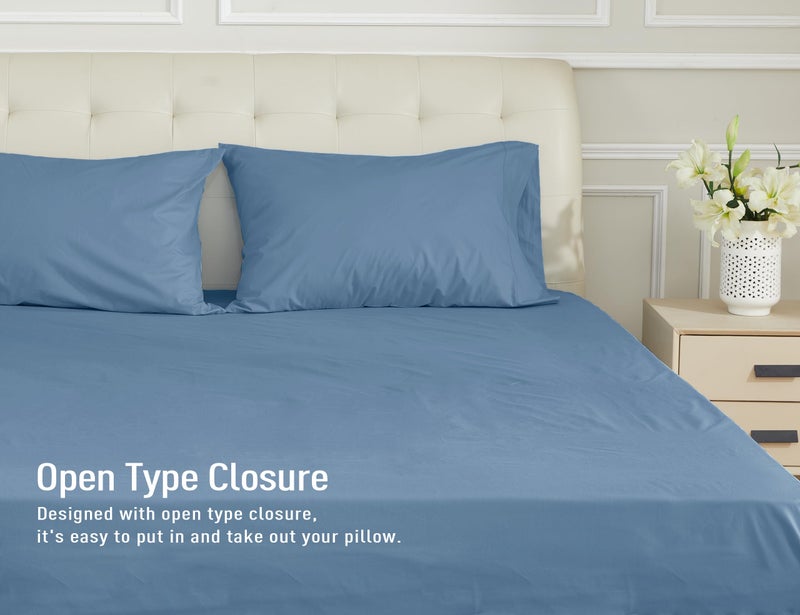 Sunflower Queen Pillowcases Set of 2, 100% Cotton Queen Pillow Cases 2, 20×30 inches Copen Blue, Soft and Breathable - Image 4