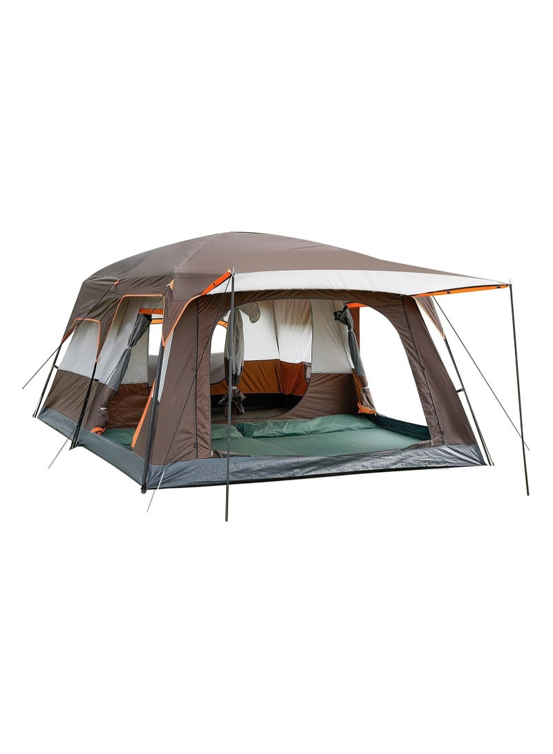 توبيز خيمة تخييم خارجية مزدوجة الطبقات من توبي الجديدة تتسع من 8 إلى 12 شخصًا، وغرفتي نوم وغرفة معيشة، وكابينة عائلية (بيج براون) - Image 1