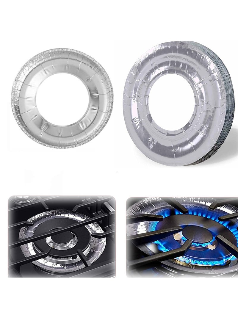 SYOSI Gas Burner Cover Liners 10Pcs Round Disposable Liners 9" Aluminum Foil Bib Liners for Kitchen Gas Range Catch Oil Grease Food Spills Keep Gas Edge Clean for Home Kitchen  - Image 1