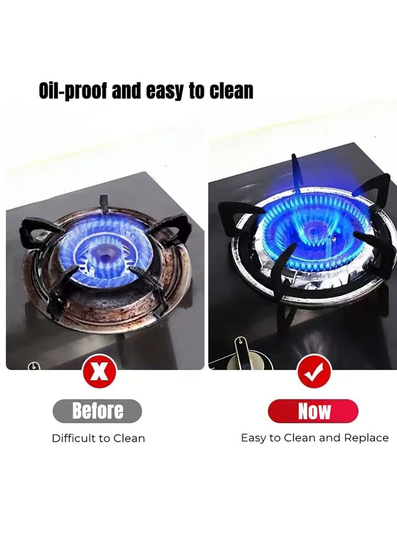 SYOSI Gas Burner Cover Liners 10Pcs Round Disposable Liners 9" Aluminum Foil Bib Liners for Kitchen Gas Range Catch Oil Grease Food Spills Keep Gas Edge Clean for Home Kitchen  - Image 4