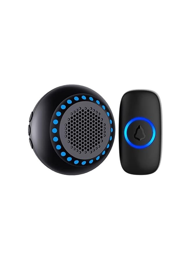 جرس باب لاسلكي، جهاز استقبال LED مصغر مقاوم للماء مع نطاق طويل يبلغ 300 متر، جرس دخول بدون أسلاك بصوت عالٍ مع 5 مستويات للصوت، 32 نغمة، مع بطارية لمحلات المنازل والمدارس والمكاتب - Image 1