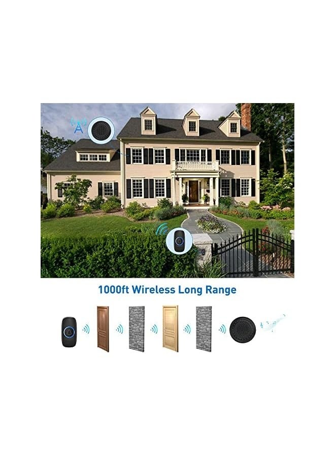 جرس باب لاسلكي، جهاز استقبال LED مصغر مقاوم للماء مع نطاق طويل يبلغ 300 متر، جرس دخول بدون أسلاك بصوت عالٍ مع 5 مستويات للصوت، 32 نغمة، مع بطارية لمحلات المنازل والمدارس والمكاتب - Image 5