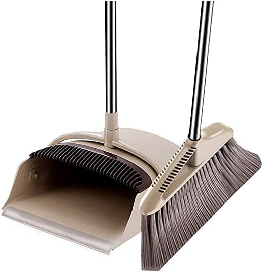 minijoy Broom and Dustpan SetBroom and Upright Dustpan Combo with Long Handle Floor Squeegee - Image 1