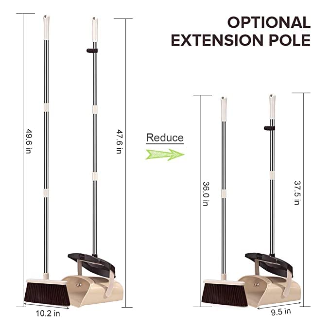 minijoy Broom and Dustpan SetBroom and Upright Dustpan Combo with Long Handle Floor Squeegee - Image 4