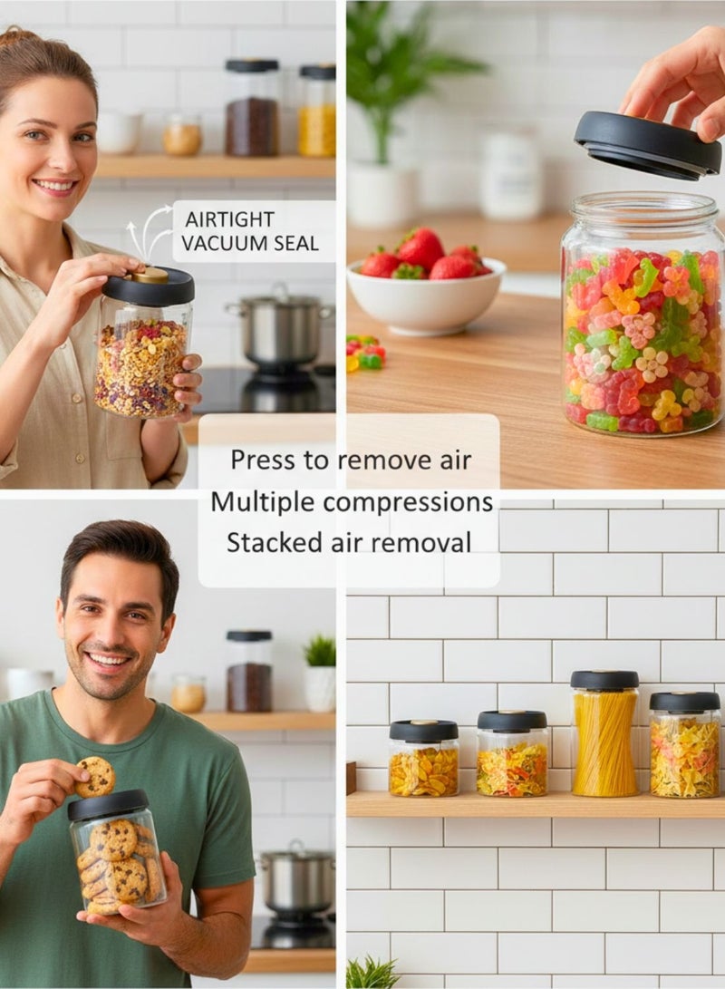 1Chase Set of 2 -600 ML Borosilicate Glass Storage Jar with Vaccum Sealed Lid, Airtight Food Storage Containers for Coffee, Tea, Nuts, Grains & Snacks - Image 4