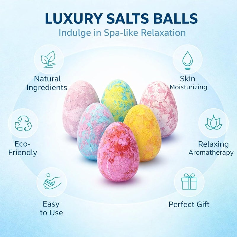 6PCS Dinosaur Bath Bombs Kit with Safe Organic Ingredients for Colorful Fizzy Bath Time Fun (Blue) - Image 2
