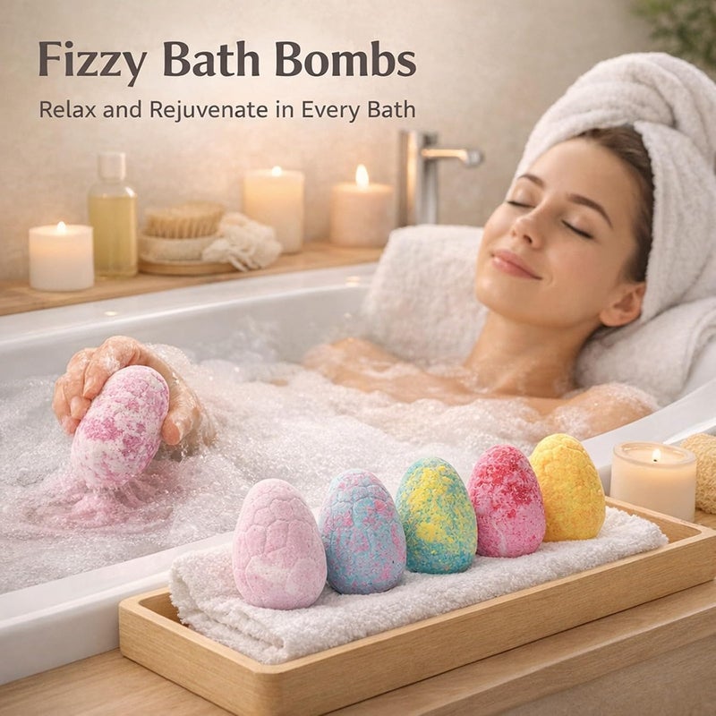 6PCS Dinosaur Bath Bombs Kit with Safe Organic Ingredients for Colorful Fizzy Bath Time Fun (Blue) - Image 4