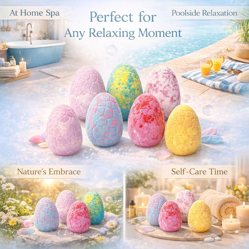 6PCS Dinosaur Bath Bombs Kit with Safe Organic Ingredients for Colorful Fizzy Bath Time Fun (Blue) - Image 3