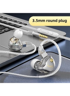 Wired Headset In-ear For Huawei Apple Samsung Mobile Phone Subwoofer TYPEC/3.5MM-Color:Silver