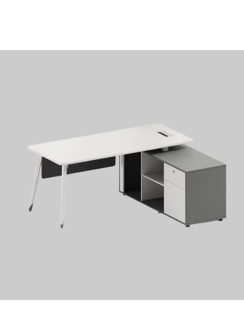 Neo Front Computer Desk with Drawers, Office Desk with Storage, Industrial Executive Desk with File Drawer, Keyboard Tray for Home Office & Studio, Grey TC-BT916A