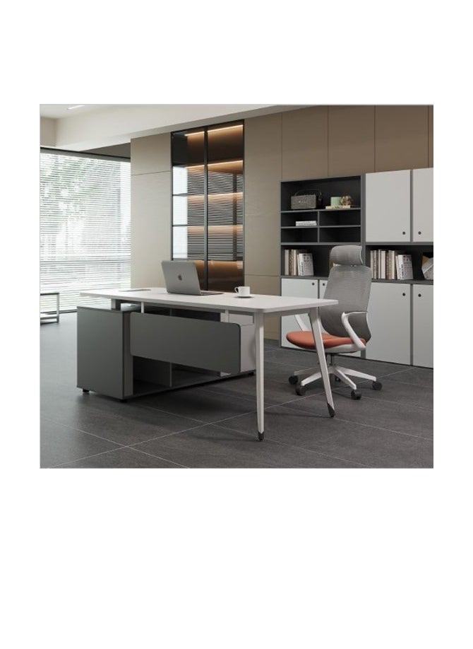 Neo Front Neo Front Computer Desk with Drawers, Office Desk with Storage, Industrial Executive Desk with File Drawer, Keyboard Tray for Home Office & Studio, Grey TC-BT916A  - Image 2