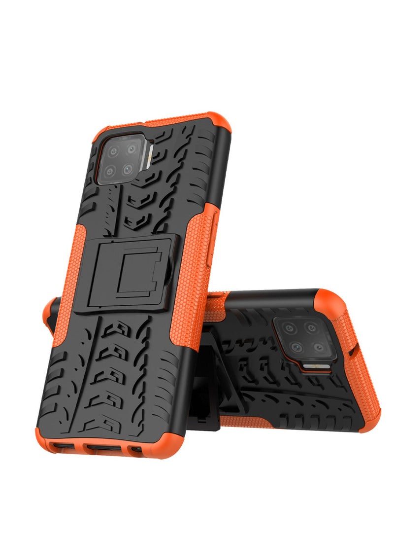 Case for Oppo A92 Case with Kickstand Hybrid Heavy Duty 2 in 1 Anti Fall Protection Cover Hyun Pattern Design TPU Shockproof Phone Case, Rugged Cell Phone Case, Stylish Appearance Orang - Image 1