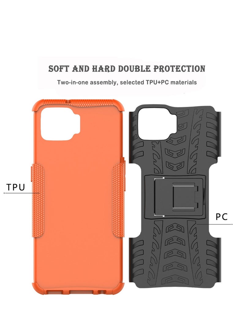 Case for Oppo A92 Case with Kickstand Hybrid Heavy Duty 2 in 1 Anti Fall Protection Cover Hyun Pattern Design TPU Shockproof Phone Case, Rugged Cell Phone Case, Stylish Appearance Orang - Image 3