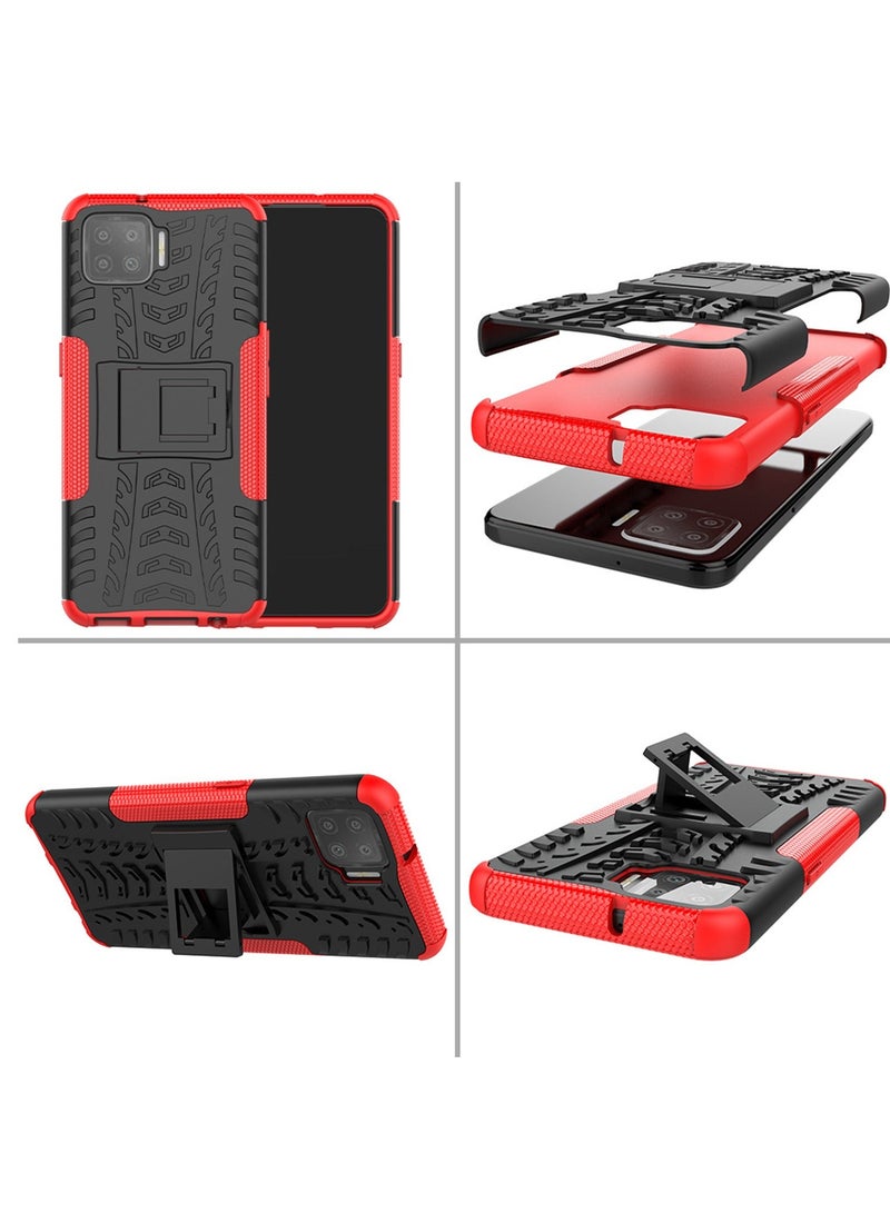Case for Oppo A92 Case with Kickstand Hybrid Heavy Duty 2 in 1 Anti Fall Protection Cover Hyun Pattern Design TPU Shockproof Phone Case, Rugged Cell Phone Case, Stylish Appearance Orang - Image 2
