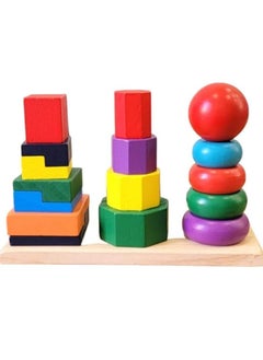 Generic Wooden Shape Tower is a great early learning toy for toddlers and kids. Helps develop great matching, sorting and counting skills for toddlers ages 2 and up.  - Image 1