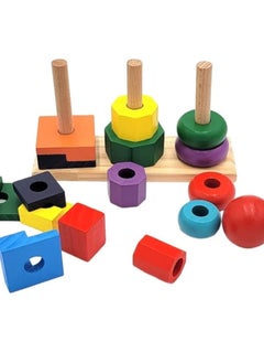 Generic Wooden Shape Tower is a great early learning toy for toddlers and kids. Helps develop great matching, sorting and counting skills for toddlers ages 2 and up.  - Image 4