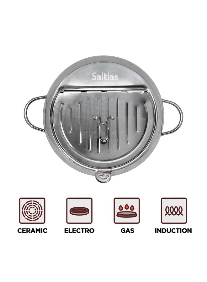 Saltlas Deep Fryer Pot (°F), 11"/4.4Qt (4.2 L) Extra Large Tempura Frying Pot with Lid, 304 Stainless Steel Fry Pot with Fahrenheit Temperature Control and Oil Drip Drain Rack - Image 4