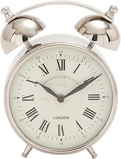Deco 79 Deco 79 Stainless Steel Clock with Bell Style Top, 3" x 5" x 7", Silver  - Image 1