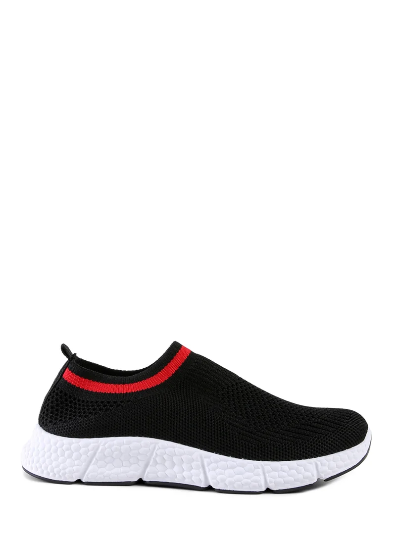 London Rag Contrast Cuff Kids Active Knitted Black Sneakers