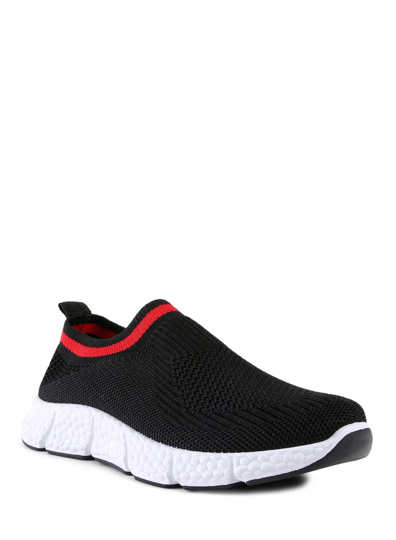 London Rag Contrast Cuff Kids Active Knitted Black Sneakers