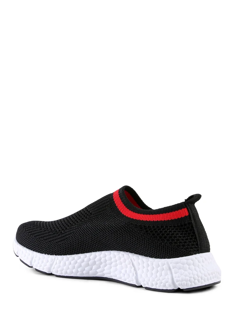 London Rag Contrast Cuff Kids Active Knitted Black Sneakers