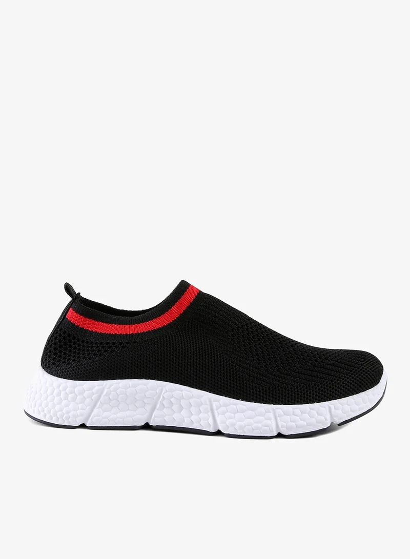 Contrast Cuff Kids Active Knitted Black Sneakers