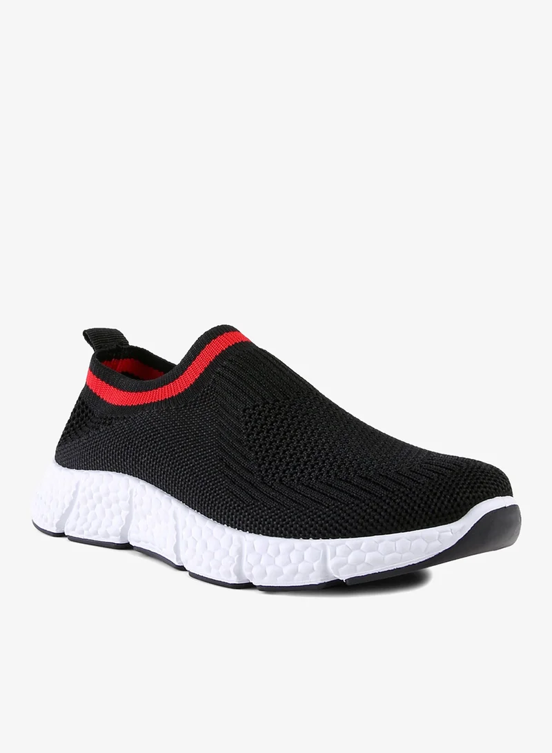 London Rag Contrast Cuff Kids Active Knitted Black Sneakers