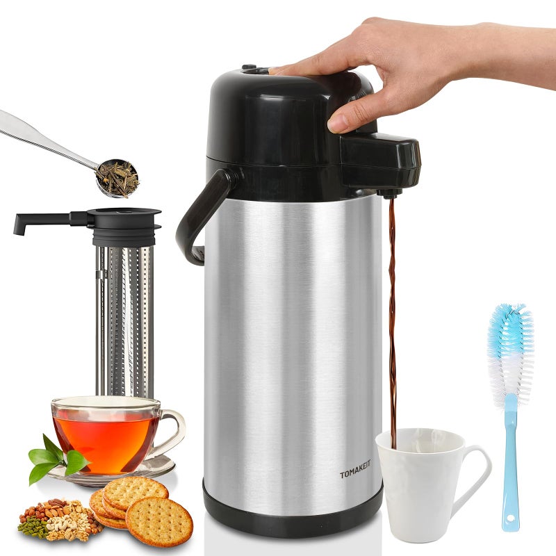 Airpot Coffee Dispenser with Pump102 OZ 3L Large Coffee Dispenser with Tea Filter for Party Hot Drinks Water Tea Chocolate HotCold Water Insulated Stainless Steel Thermal Carafes