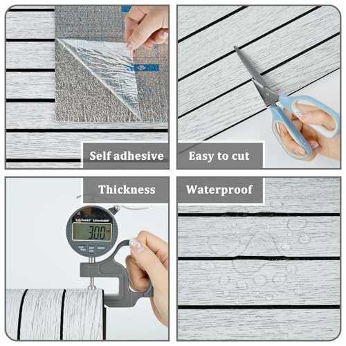 STICKEEP White Grey Wood Panels for Wall Slat Panel Self Adhesive Wood Slat 3D Wall Panels Peel and Stick 11.8"x197" Faux Foam Wooden Walls Panel Removable Modern Wooden Wallpaper for Bedroom Studio - Image 4