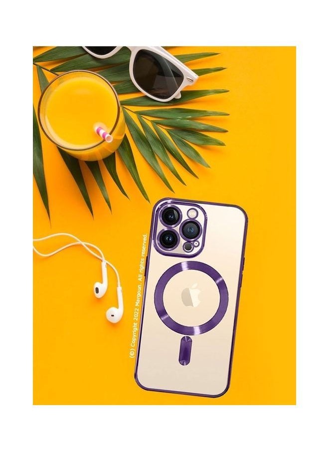 NIBEMINENT - MagSafe Case Magnetic Clear Soft TPU Plating Wireless Charging Compatible Shockproof Camera Lens Protection For Apple iPhone 14 Pro Max Purple - Image 1