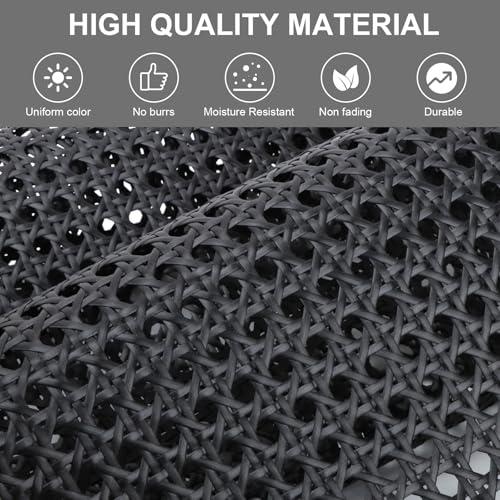 FEELOVE 16" x 108.2" Plastic Cane Webbing for Basket Making, Black Synthetic Rattan Roll for Crafting, Basketry Supplies, DIY Projects - Image 5