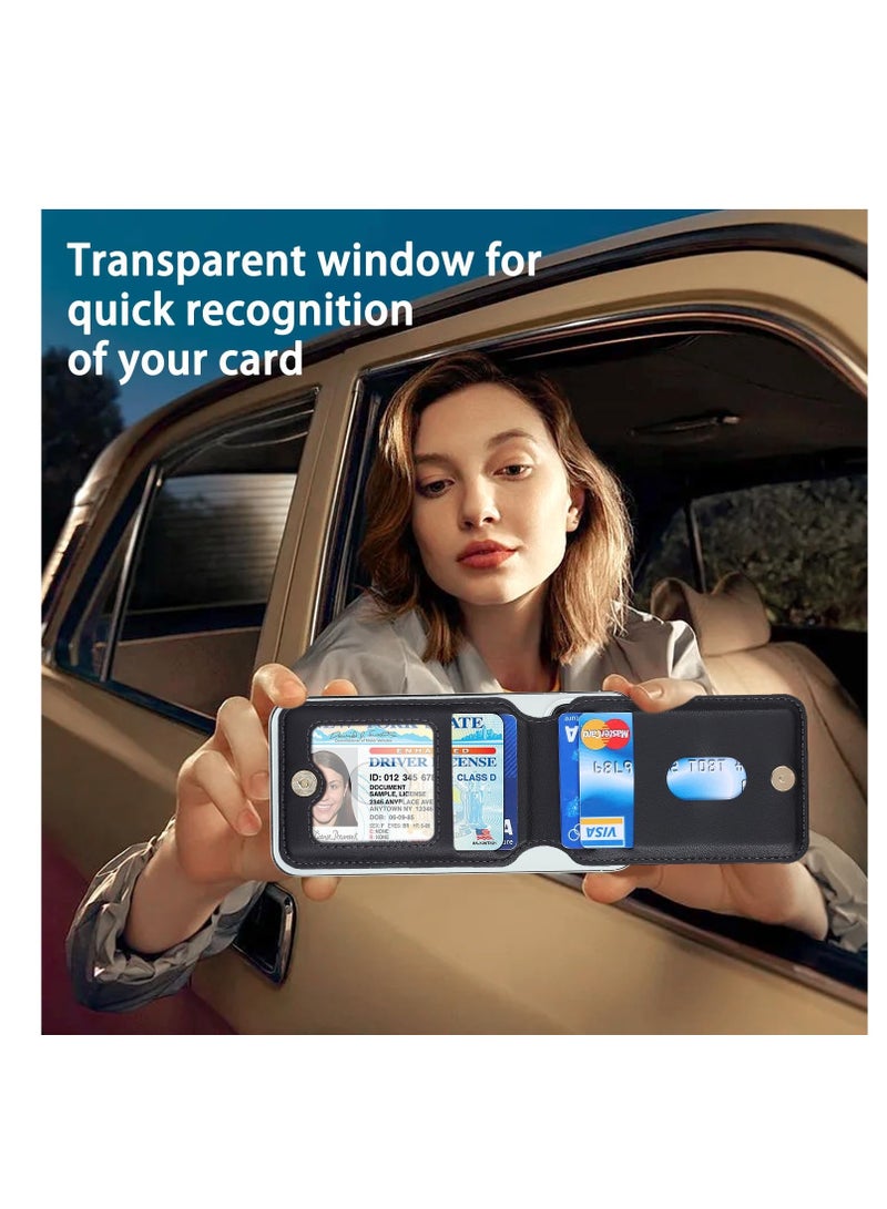 SOLARAE Magsafe Wallet Stand, with Adjustable Magnetic Wallet Stand, Magnetic Leather Wallet for Magsafe, Magsafe Wallet for iPhone 15/14/13/12 Series, Stylish Vegan Leather (Black) - Image 4