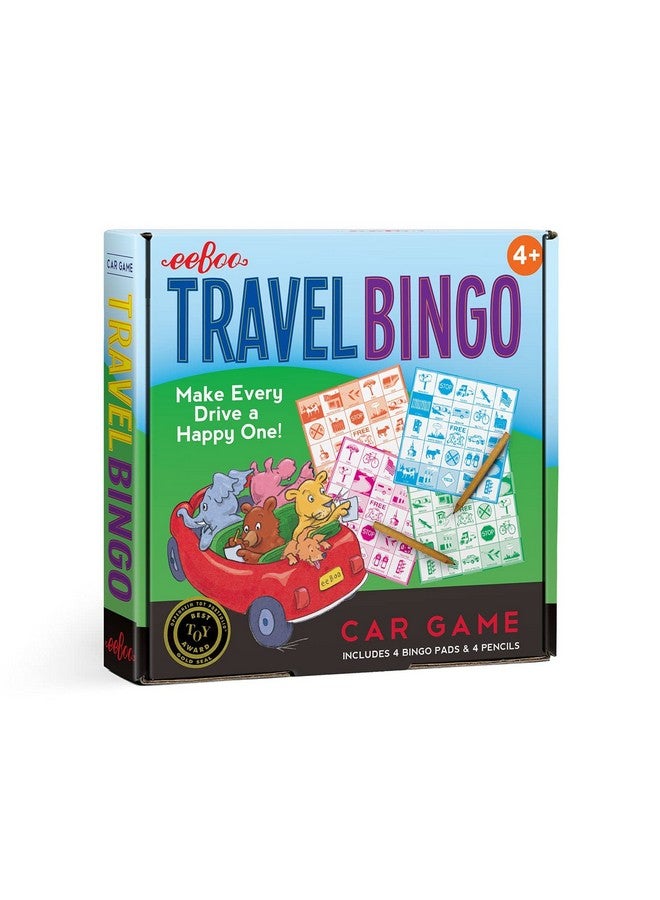 eeBoo: Travel Bingo Game, Make Every Drive a Happy One! Car Game, Includes 4 Bingo Pads & 4 Pencils, Develops Observational Skills, Patience, and Simple Logic, for 1 to 4 Players - Image 1