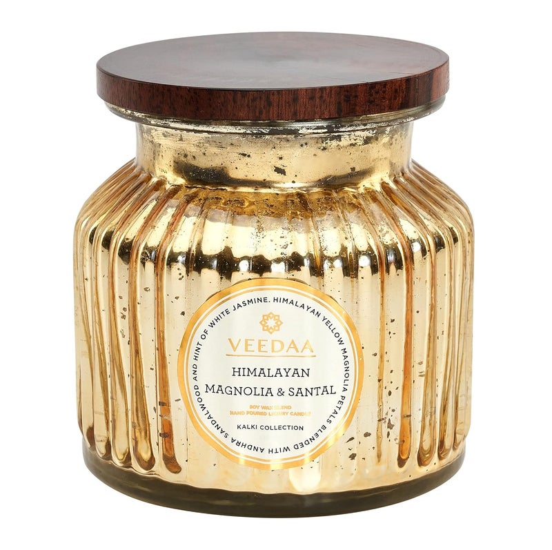 VEEDAA Himalayan Magnolia Santal Mercury Glass Soy Wax Scented Candle Burns 65 Hours - Image 2