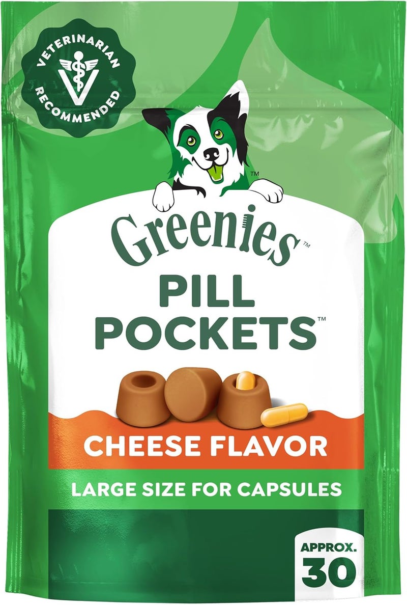 جرينيز أكياس حبوب Greenies للكلاب، حجم كبير، وجبات لينة للكلاب، بنكهة الجبنة، عبوة 7.9 أونصة (30 وجبة) - Image 1